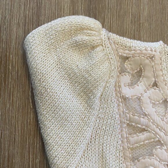 Vintage Nannell Sweater Women's Ivory S Beaded Sequins Hand Knit Dynasty 80's - Picture 10 of 14